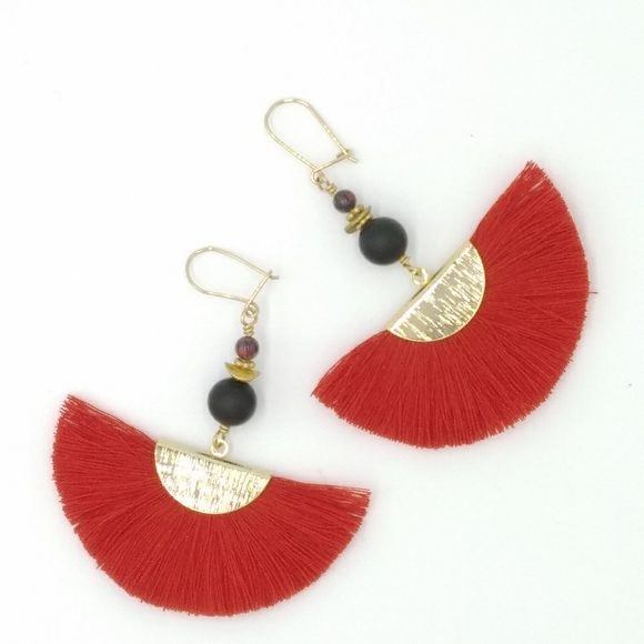 🎁 Trendy Fan Tassels Opals One-of-a-kind Earrings - Picture 2 of 3